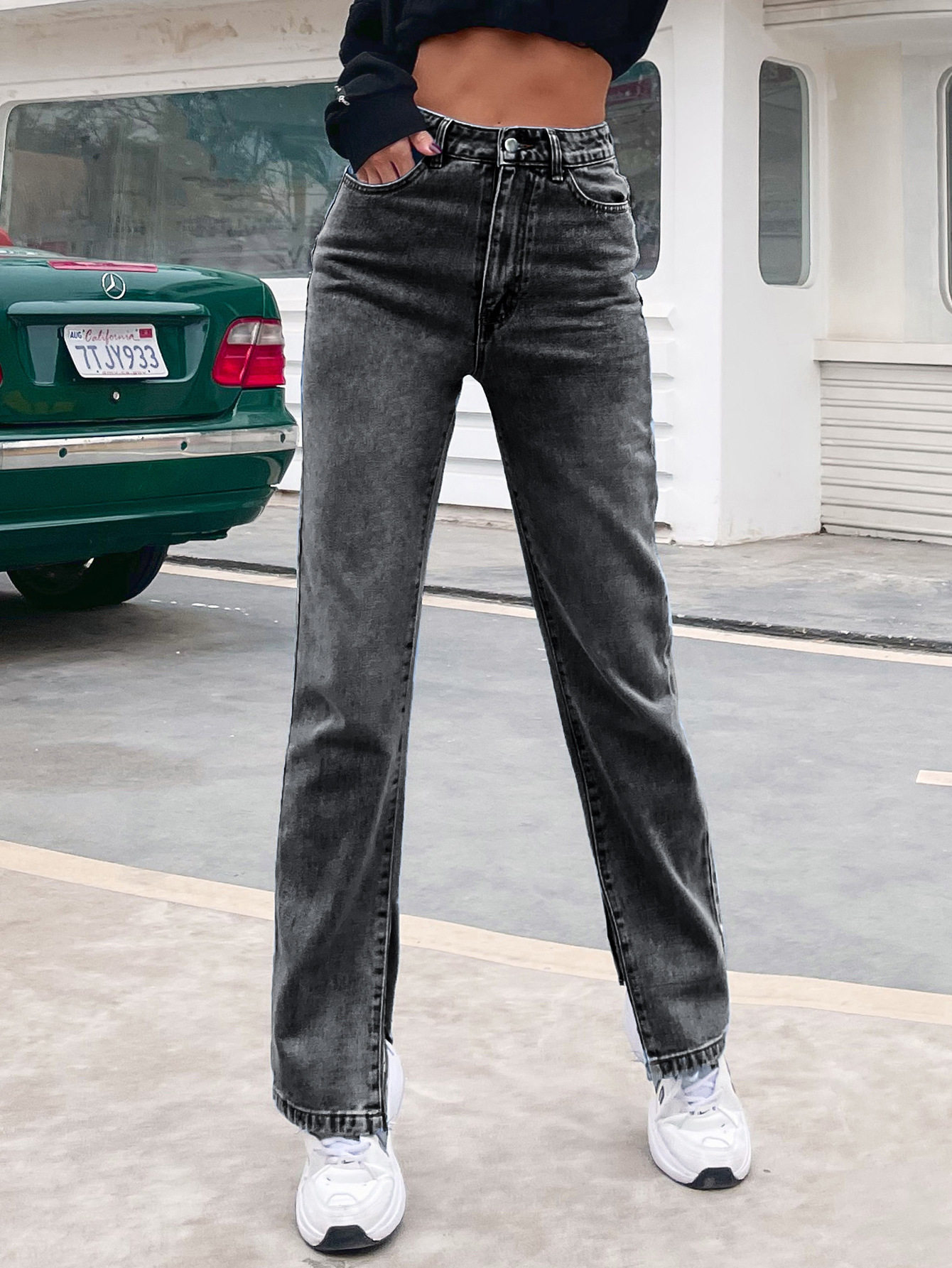 High Waisted Denim Trousers Fashionable Casual Versatile Spring Summer Womens Apparel Wholesale Available
