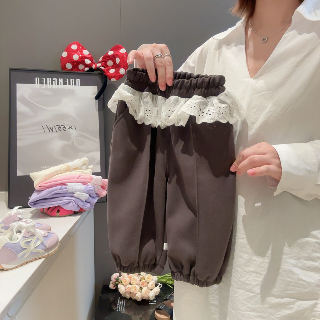 Stylisches Patchwork-Retro-Hose, Mädchen-Herbst-Casual-Sportshose, Baby-Kinder-Spitzenrüschen-Überwurf-Außenhose