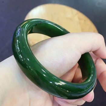 Russian Hetian Green Jade Bracelet, Green Jade Bracelet, Spinach Green Jade Bracelet, Women's Jade Emperor Green Bracelet Gift