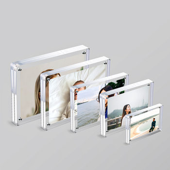 Cross-border hot sale acrylic photo frame magnetic table DIY square goo card crystal price display card transparent photo frame