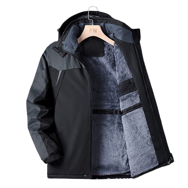 Popular Winter Thickened Fleece-Lined Cold-Proof Warm Cotton Jacket for Men, Outdoor Workwear