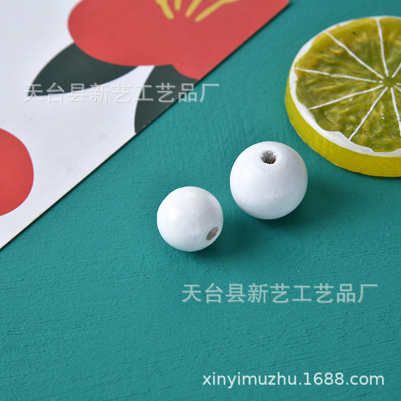 现货白色环保木珠 6-30mm手工串珠散珠荷木圆珠 diy禾木饰品配件