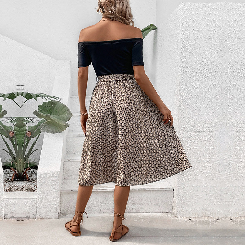 Color Block Off Shoulder Short Sleeve Dress Casual Sexy Vacation Style Available for Wholesale
