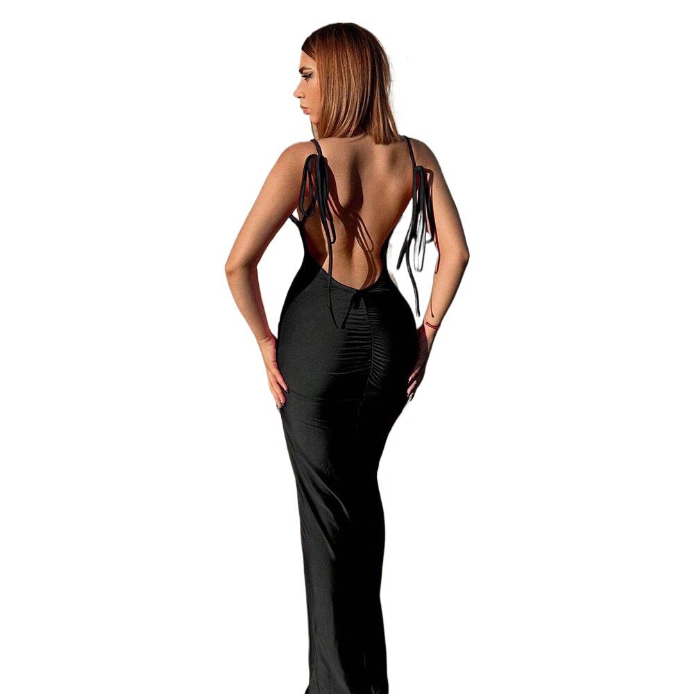 Sexy Backless Bodycon Maxi Dress Elegant Design Spring Summer Collection European and American Style Wholesale