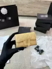 Popular Genuine Leather Coin Purse, Korean Style Chanel-Inspired Cf Wallet, Coin Purse with Caviar Diamond Pattern, Women's Chanel-Style Card Holder