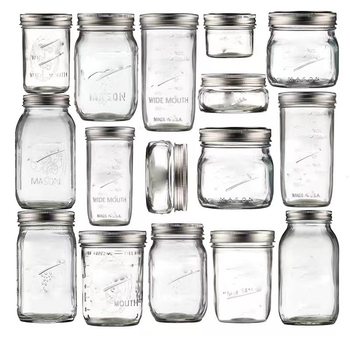 Cross-Border American Mason Glass Jar Jam Honey Jar Sealed Storage Jar Fermentation Pickled Spice Cucumber Mason Jar