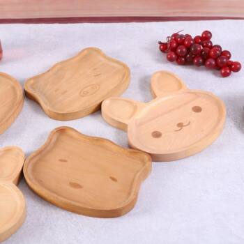 High-grade solid wood plate South Korea rabbit bowl children's plate baby grid plate cartoon solid wood tray