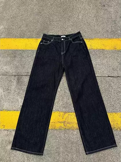Autumn Denim Original Color Straight Jeans for Men, Spring and Autum Trendy Brand Loose Retro Hong Kong Style High-End Pants for Men