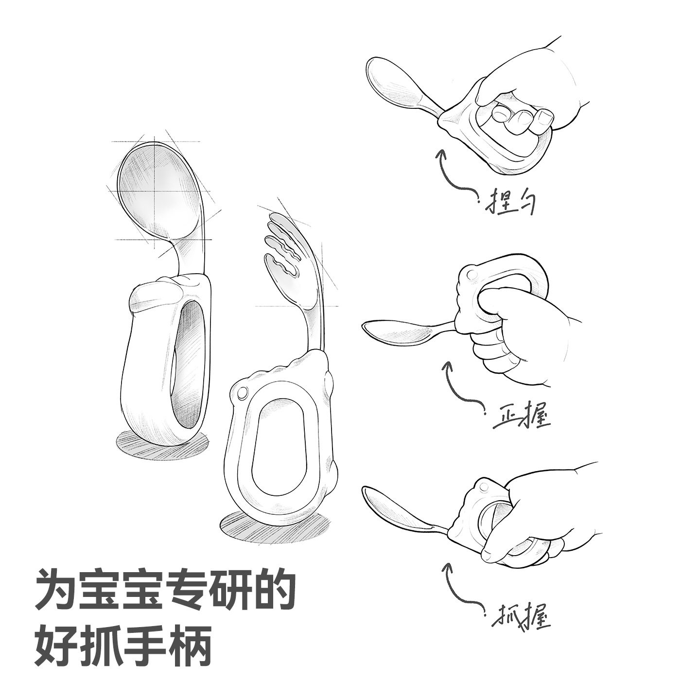 Betis Baby Spoon Stainless Steel Baby Learning to Eat Training Independent Eating Fork Food Supplement Kidsren's Special Short Handle