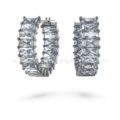 Square row diamond white gold gray diamond earrings