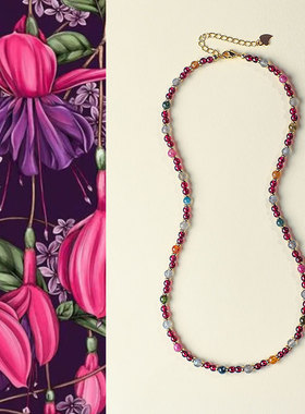 新中式天然碧玺石榴石串珠手链项链女套装时尚通勤灰月光手串项饰