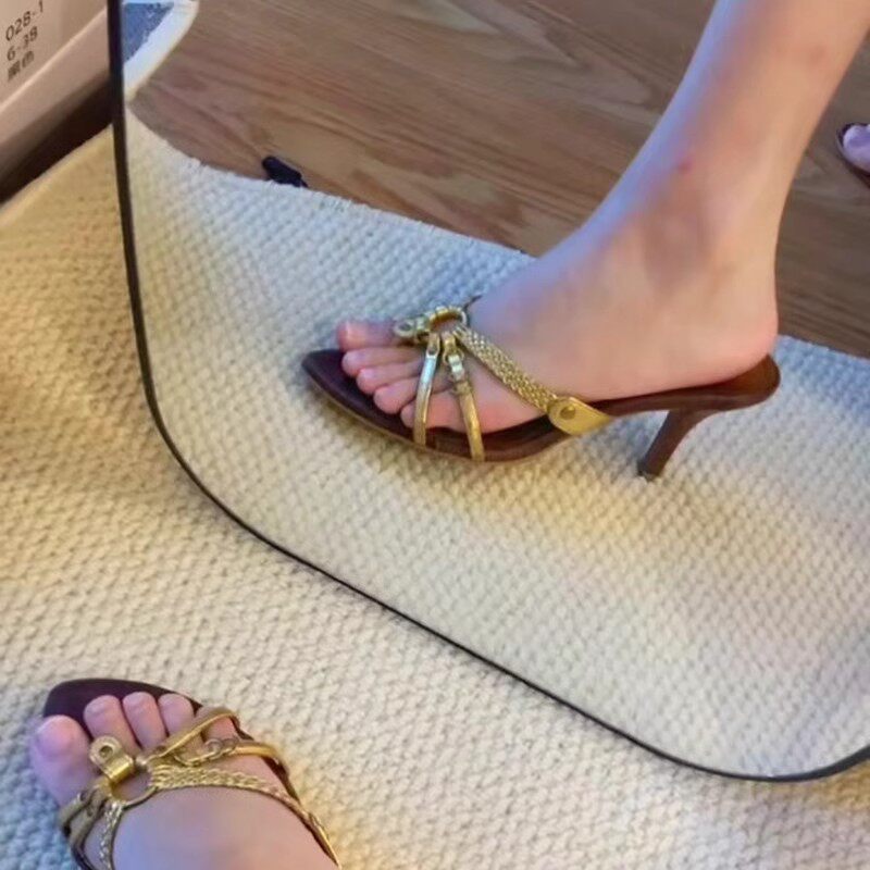 braided cross-strap sandals for women's summer outer wear, medieval stiletto pointed toe retro high heels