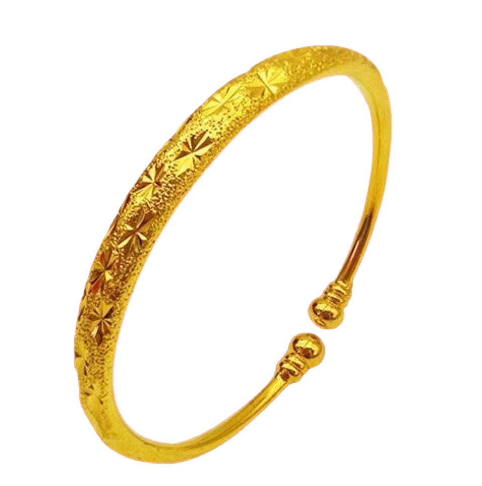 Authentic Vietnamese Pure Sand Gold Bracelet for Women, Non-Fading, Open, Glossy Imitation Fake Gold, Non-Fading Bracelet for the Elderly
