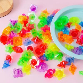 Children's Educational Hand-Spinning Top Small Lace Transparent Plastic Small Top Kindergarten Small Gift Street Stall Small Toy