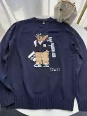 Rlx/Scanable 25-Year-Old Men's Bear Autumn and Winter New Knitwear Pure Cotton Heavy Embroider Cartoon Round Neck Knitwear