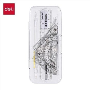 Deli Vc211 Metal Compass Set 8-Piece Geometry Drawing Triangle Board Ruler Compass Stationery Wholesale