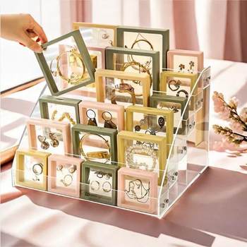 Transparent PE Film Display Box Jewelry Ring Bracelet Box Suspension Packaging Box Small Commodity Gift Box in stock