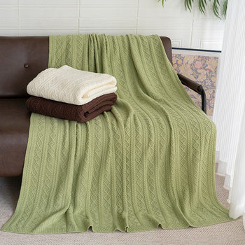 Knitted thread blanket bed end towel blanket sofa casual decorative blanket twisted flower Diamond American simple wind towel wholesale