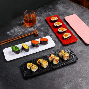 Japanese Sushi Plate Creative Stone Pattern Strip Plate Household Plastic Flat Plate Snack Plate Dessert Cake Plate Salad Plate