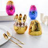 Cross-border creative mini high-looking rose mood egg stainless steel mixing spoon fruit fork tableware storage egg