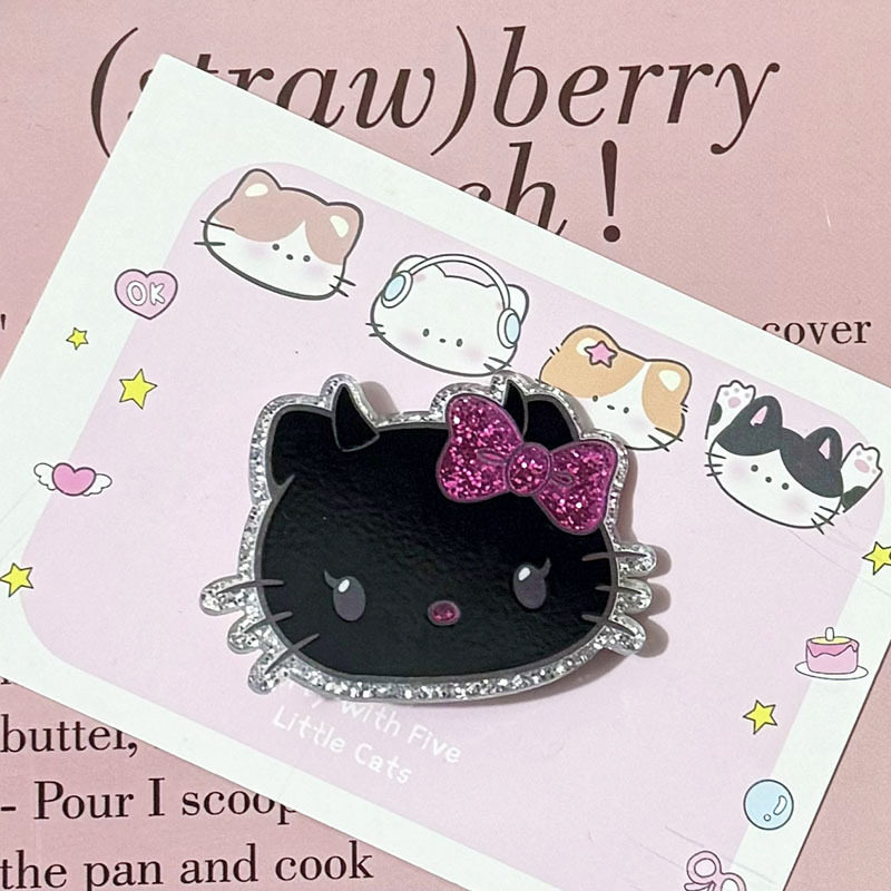 细闪黑白恶魔天使猫咪爱心卡通发饰发夹少女猫咪甜美小众高颜值