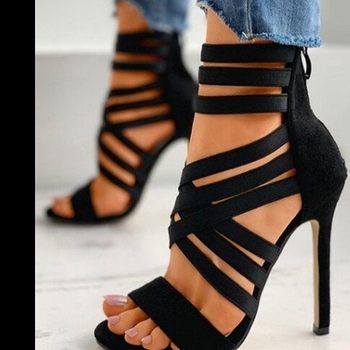 Cross-border foreign trade plus size 35-43 high heel sandals women 2023 summer new fashion stretch sandals women wholesale