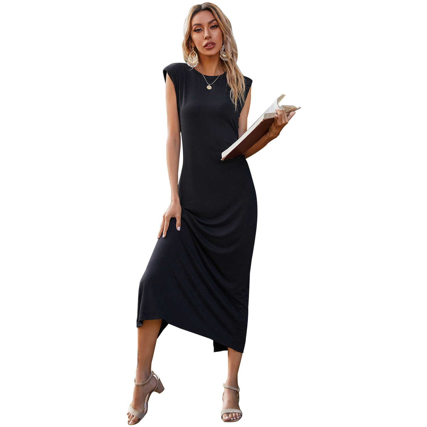 Womens Bodycon Dress Simple Solid Color Waist Defining Long Length Perfect for Parties or Casual Events Wholesale
