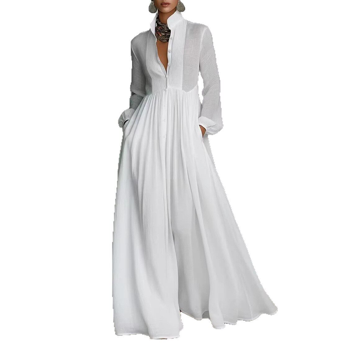 Elegant Long Maxi Dress for Women Summer Fashion European and American Style Flared Design Wholesale Available