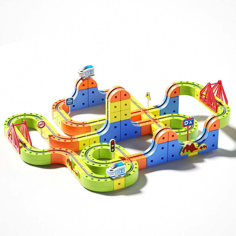 磁力轨道车百变立体积木儿童电动火车高铁列车磁吸悬浮轨道车玩具
