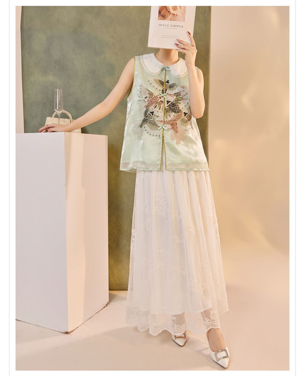 Set áo gile thêu không tay kèm chân váy xòe dài nữ — Chân váy thêu (giao hàng trong 7 ngày), Chân váy thêu (giao hàng trong ngày), Áo gile thêu hạt (giao hàng trong 7 ngày), Áo gile thêu hạt (giao hàng trong ngày)