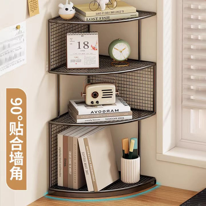 办公室桌上转角置物架书桌拐角多层收纳架子工位墙角小型三角书柜