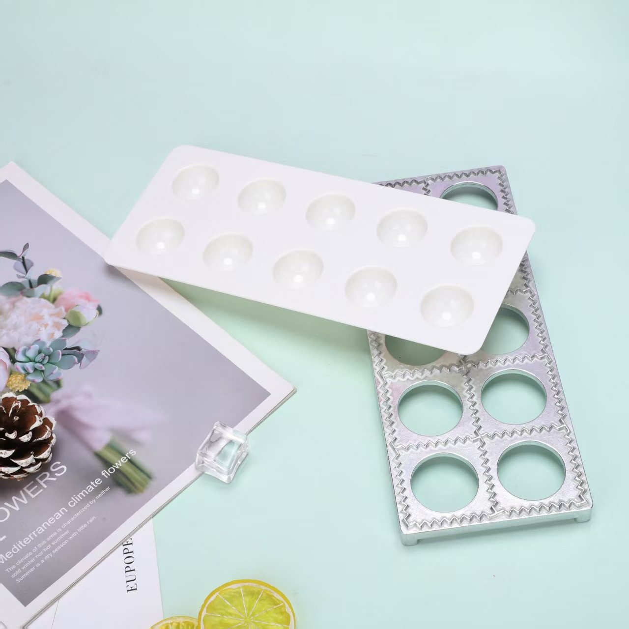 Cross-Border Dumpling Italian Dumpling Mold 10-Hole Dumpling Mold Aluminum Alloy 12-Hole Dumpling Mold Kitchen Gadget