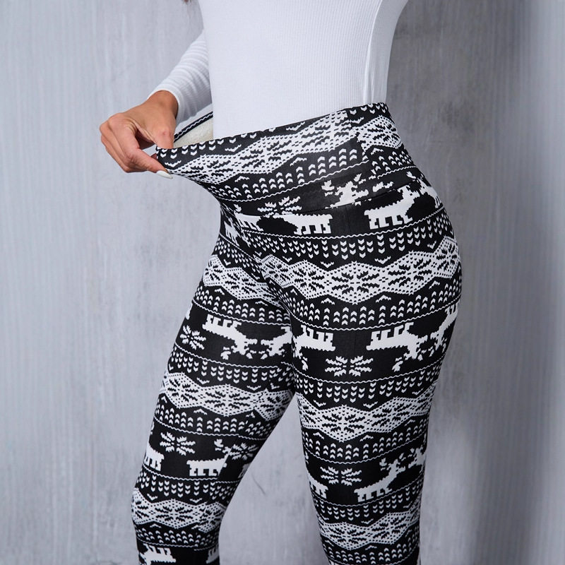 跨境专供加绒加厚光板羊羔绒打底裤女秋冬高腰紧身裤保暖裤瑜伽裤
