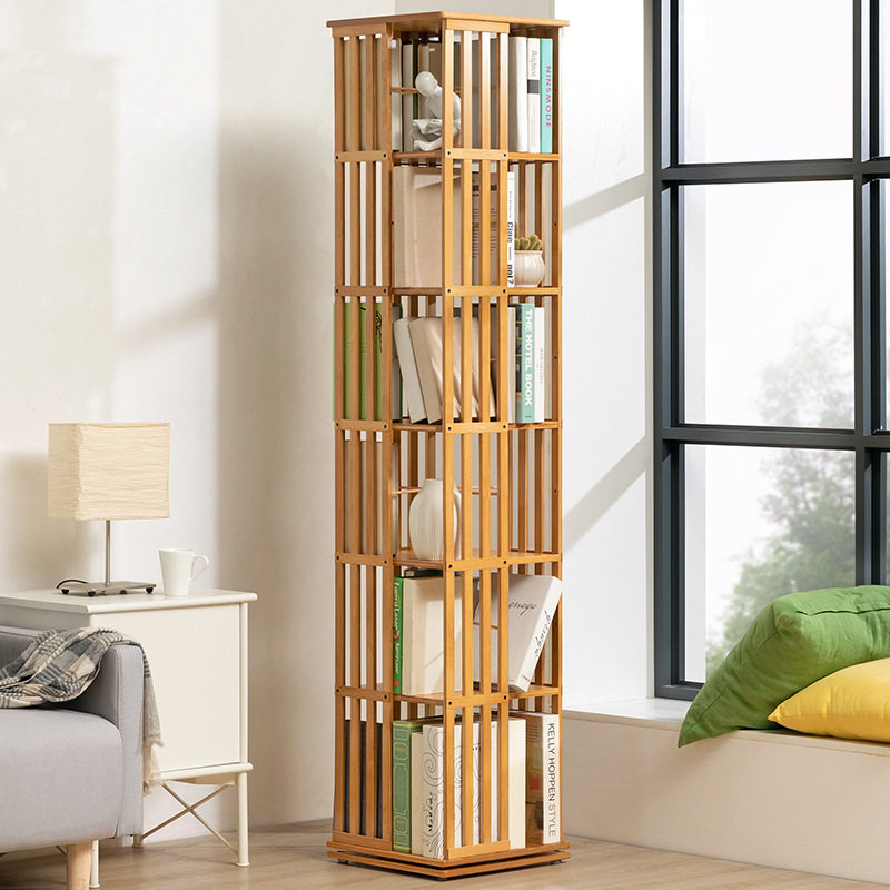 Rotating bookshelf floor-standing bookcase storage rack home...