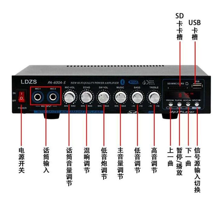4.1 channel PA-600A-S car home power amplifier home 300W high power hifi bluetooth amplifier