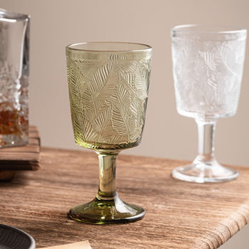 Retro Embossed Goblet Red Wine Glass Household Accessible Luxury High-End Glass Female High-Looking Champagne Glass Wine Glass Water Glass