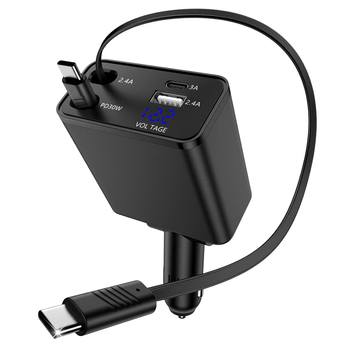 Four-In-One Car Charger Super Fast Charging Car Cigarette Lighter Conversion Socket Suitable for Apple 16 Huawei Mobile Phone