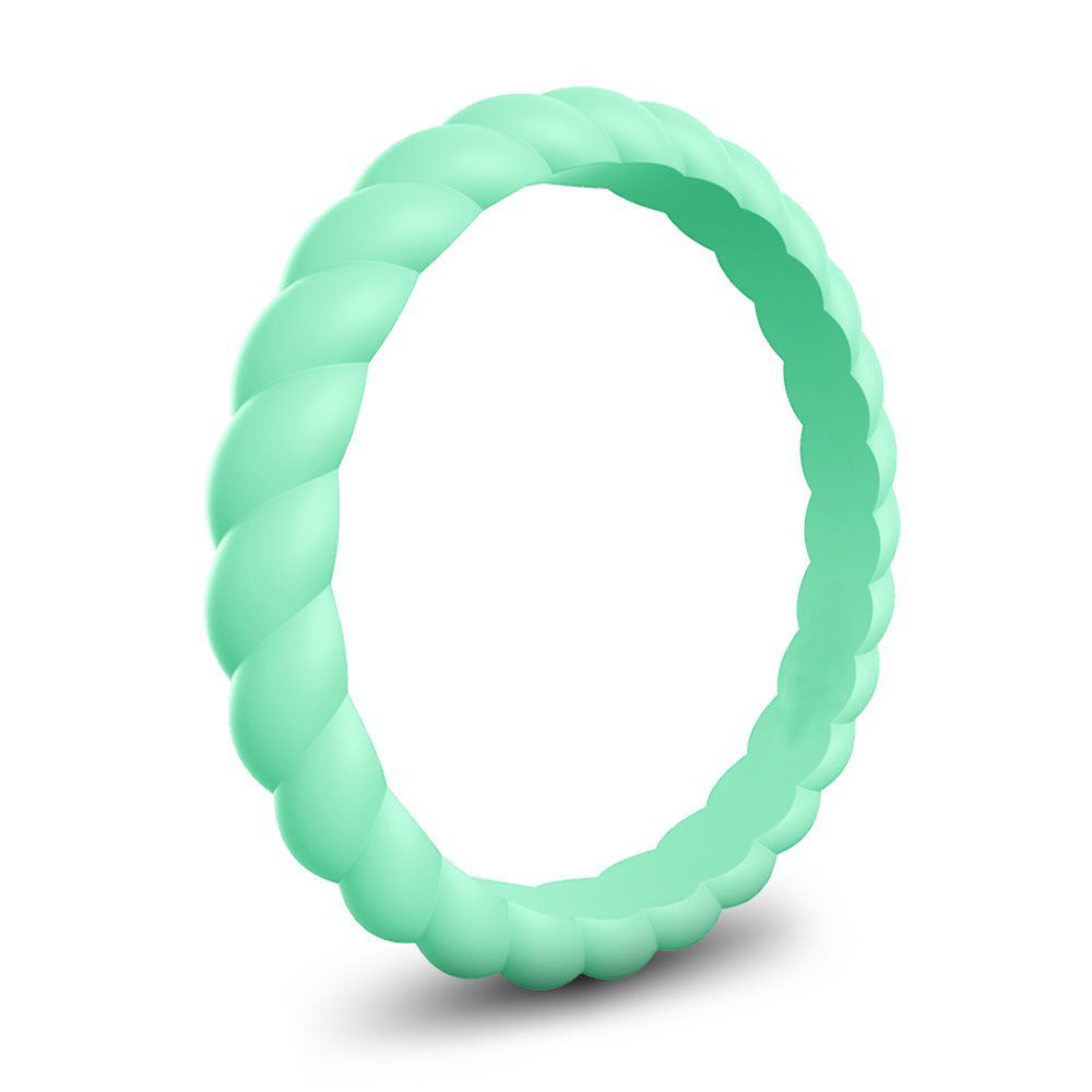 New 3mm Wide Women's Twist Silicone Ring Amazon Cross-Border E-Commerce Outdoor Sports Ring Yoga Ring