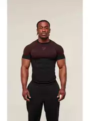 Cross-Border Muscle Fitness Sports T-Shirt Men's Gym Running Training Clothing Elastic Quick-Drying Round Neck Breathable Top Printing