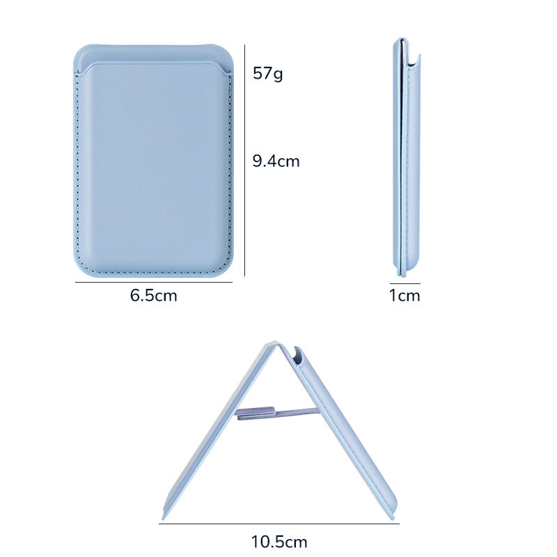 Cross-Border Applicable iPhone Magnetic Stand Card Holder Anti-Theft Card Sleeve Strong Magnetic Magsafe Leather Back Sticker Customization