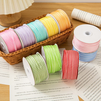 6mm Double-Sided Plaid Ribbon Polyester Webbing British Style Tag String Clothing Pet Bow Handmade DIY Materials