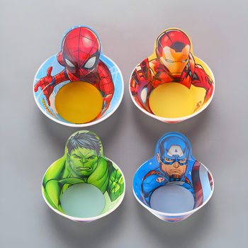 Spider-Man Marvel Melamine Resin Tableware Anti-Scalding Rice Bowl Household Baby Food Supplement Eating Bowl Anti-Fall Bowl