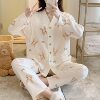 Varieties of Crepe Cloth Pregnant Women's Suit Summer Washed Cotton Thin Pregnant Women's Pajamas Postpartum Pajamas Monthly Clothes for Hair