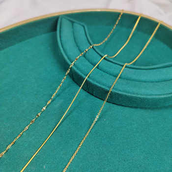 18K gold necklace plain chain gold chain children's fine titanium steel does not fade single chain gold plated bare chain clavicle chain accessories