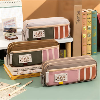 Lianzhong Three-Layer Pencil Case Customized with Large Capacity and Good Looks Ins Style Simple Niche Non-Colliding Student Stationery Bag Customized