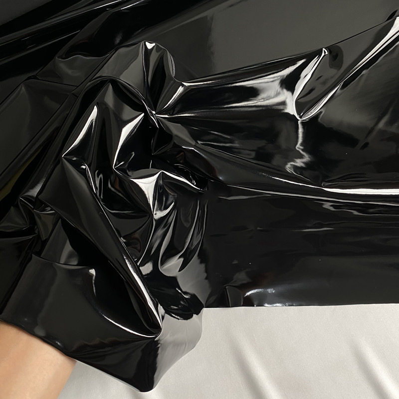 Performance Costume Fabric Laser Rainbow Bright Face Pu Mirror Leather Four Sides High Stretch Patent Leather Fabric