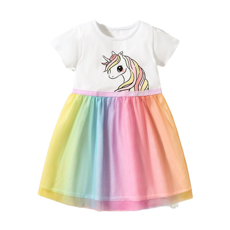 Girls' Skirt, Summer Princess Dress, Unicorn Tulle Cotton Girls' Dress