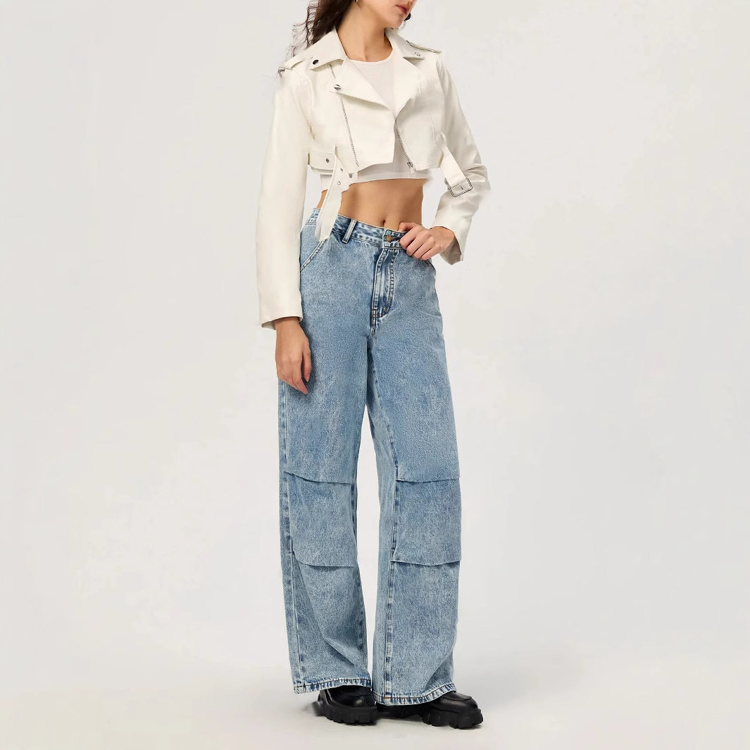 Womens Casual Straight Leg Wide Leg Jeans Stylish Design Comfortable Fit Versatile for Everyday Wear Ready to Ship