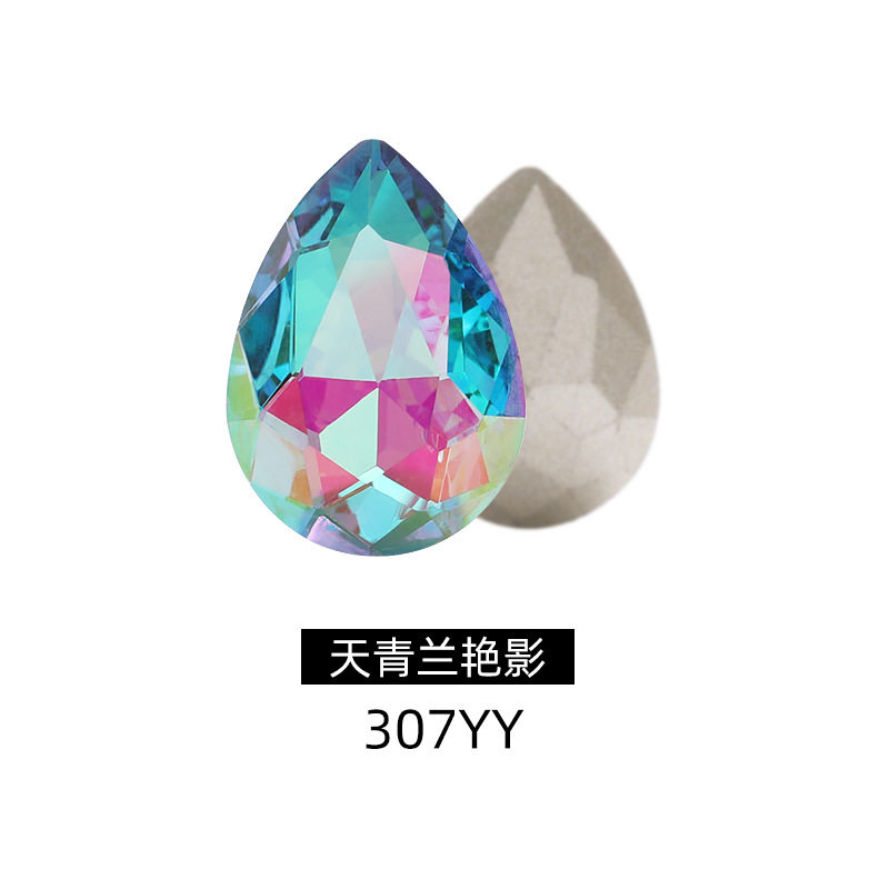 水滴形尖底异形钻银底玻璃钻义乌现货手机壳服装饰品水滴钻