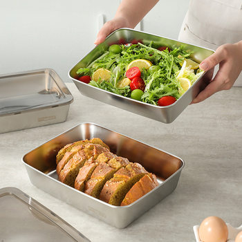 316 Stainless Steel Preservation Box Fruit Box Lunch Box Refrigerator Sealed Box Thickened Finishing Storage Box Freezer Box